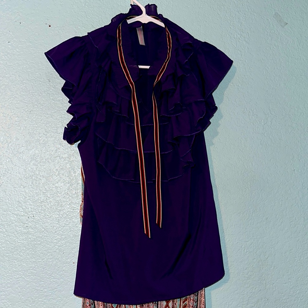 Purple short sleeve dress shirt for women - Picture 1 of 2